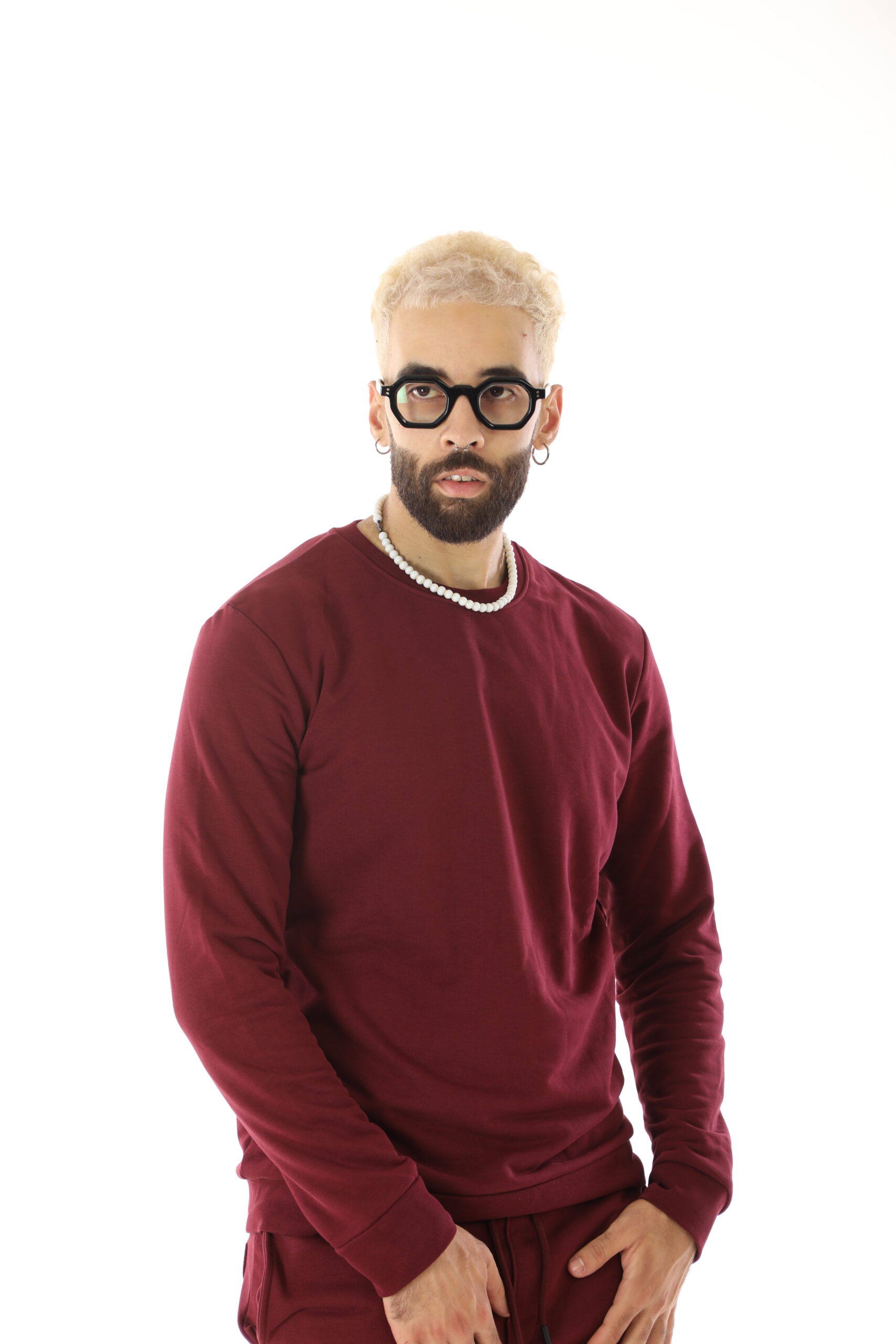 Survêtement Essential – Blanc & Bordeaux – Image 2